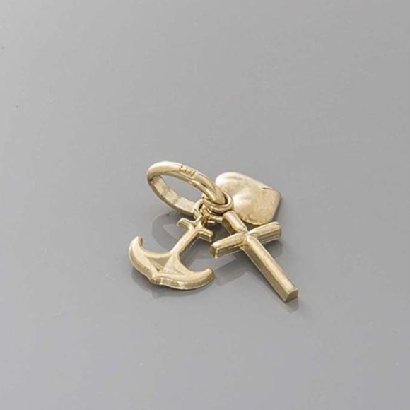 14k Yellow Gold Moveable Anchor, Cross, Heart, (Hope, Faith, Love) Charm Pendant - Picture 9 of 11